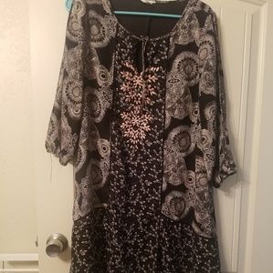 Navy Dress with Pink embroidery